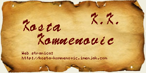 Kosta Komnenović vizit kartica